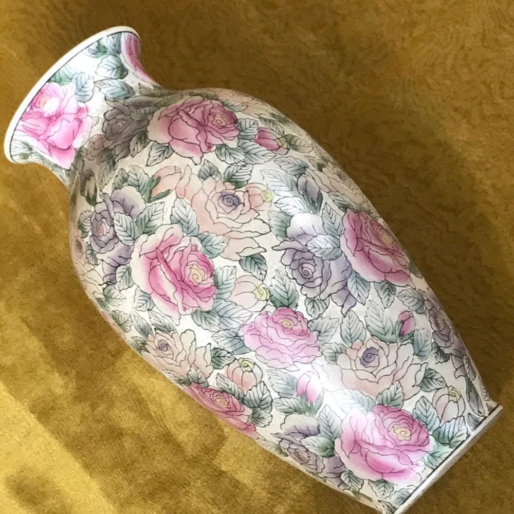 Vintage Vase Hand Painted Porcelain Floral Century